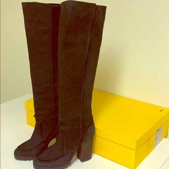 Fendi Shoes - Fendi over-the-knee boots in black suede